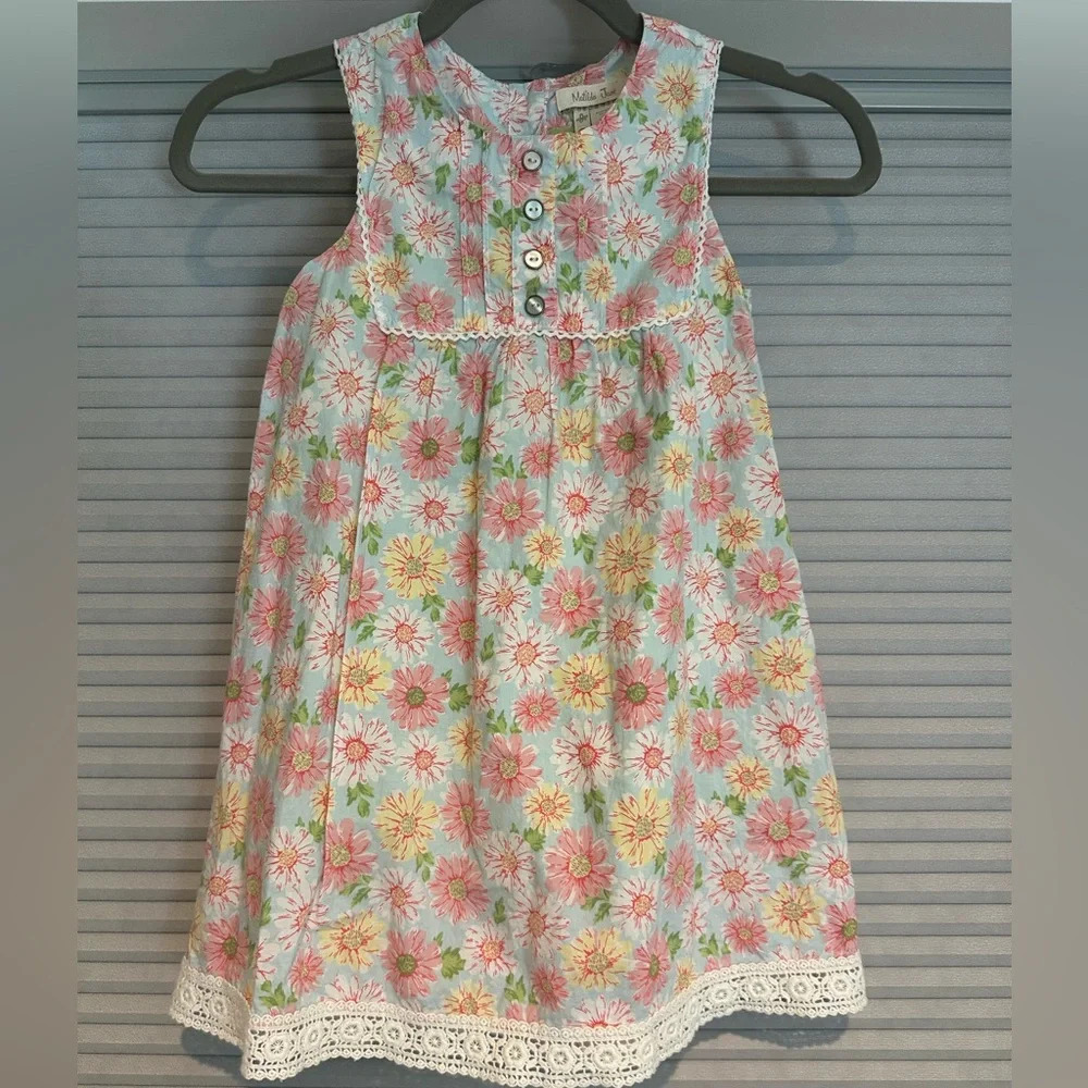 Matilda Jane 6Y floral dress with white crochet trim (sku-KB)
